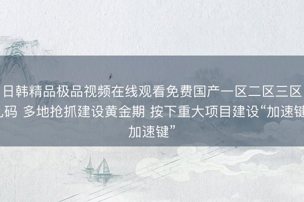 日韩精品极品视频在线观看免费国产一区二区三区乱码 多地抢抓建设黄金期 按下重大项目建设“加速键”
