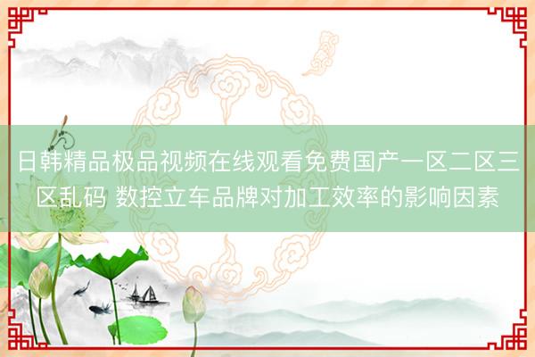 日韩精品极品视频在线观看免费国产一区二区三区乱码 数控立车品牌对加工效率的影响因素