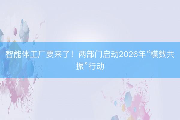 智能体工厂要来了！两部门启动2026年“模数共振”行动
