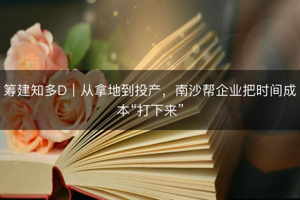 筹建知多D｜从拿地到投产，南沙帮企业把时间成本“打下来”