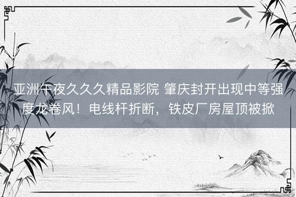 亚洲午夜久久久精品影院 肇庆封开出现中等强度龙卷风！电线杆折断，铁皮厂房屋顶被掀