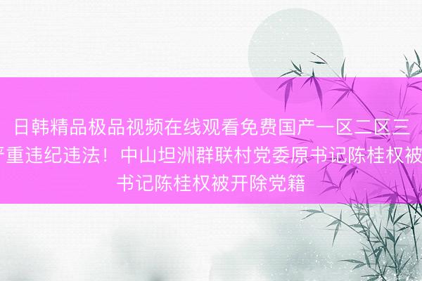 日韩精品极品视频在线观看免费国产一区二区三区乱码 严重违纪违法！中山坦洲群联村党委原书记陈桂权被开除党籍