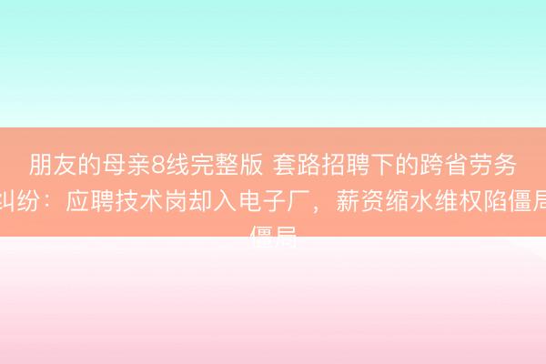 朋友的母亲8线完整版 套路招聘下的跨省劳务纠纷：应聘技术岗却入电子厂，薪资缩水维权陷僵局
