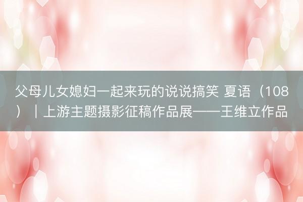 父母儿女媳妇一起来玩的说说搞笑 夏语（108）｜上游主题摄影征稿作品展——王维立作品