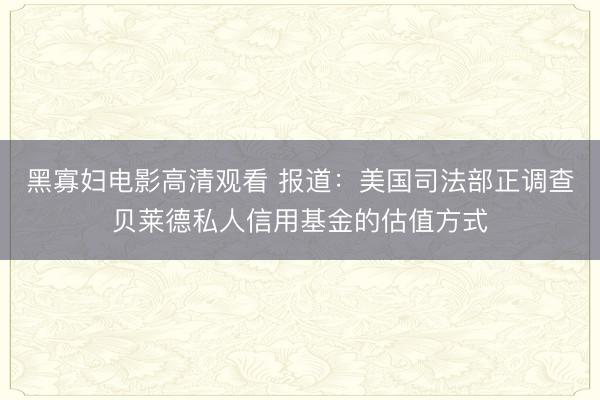 黑寡妇电影高清观看 报道：美国司法部正调查贝莱德私人信用基金的估值方式