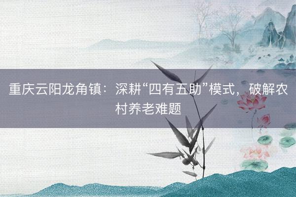 重庆云阳龙角镇：深耕“四有五助”模式，破解农村养老难题