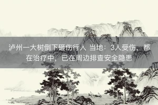 泸州一大树倒下砸伤行人 当地：3人受伤，都在治疗中，已在周边排查安全隐患