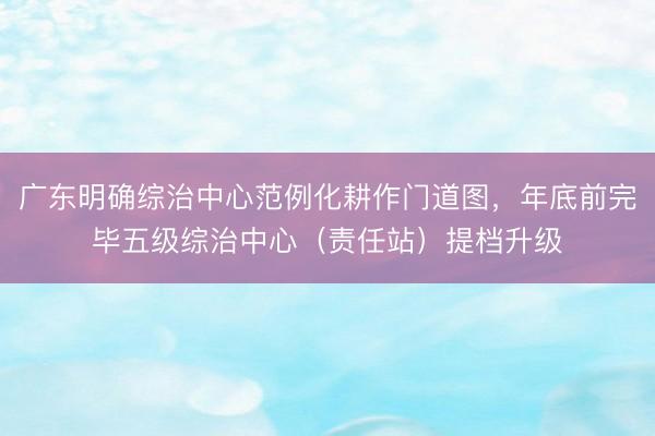 广东明确综治中心范例化耕作门道图，年底前完毕五级综治中心（责任站）提档升级