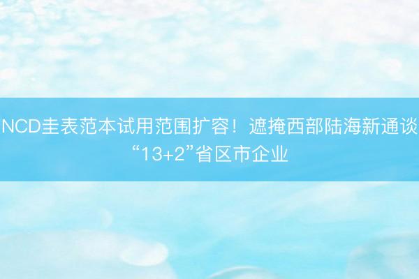 NCD圭表范本试用范围扩容！遮掩西部陆海新通谈“13+2”省区市企业