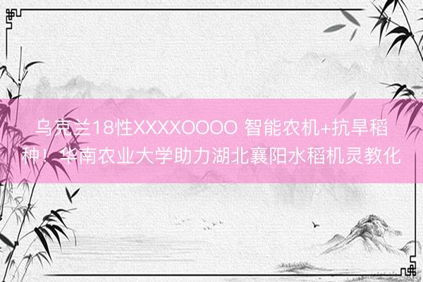 乌克兰18性XXXXOOOO 智能农机+抗旱稻种！华南农业大学助力湖北襄阳水稻机灵教化