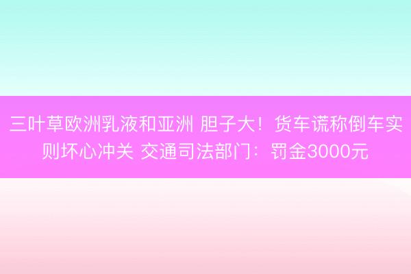 三叶草欧洲乳液和亚洲 胆子大！货车谎称倒车实则坏心冲关 交通司法部门：罚金3000元