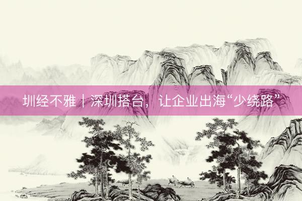 圳经不雅｜深圳搭台，让企业出海“少绕路”