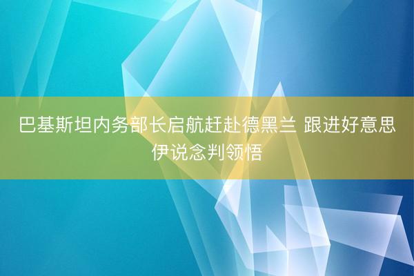 巴基斯坦内务部长启航赶赴德黑兰 跟进好意思伊说念判领悟