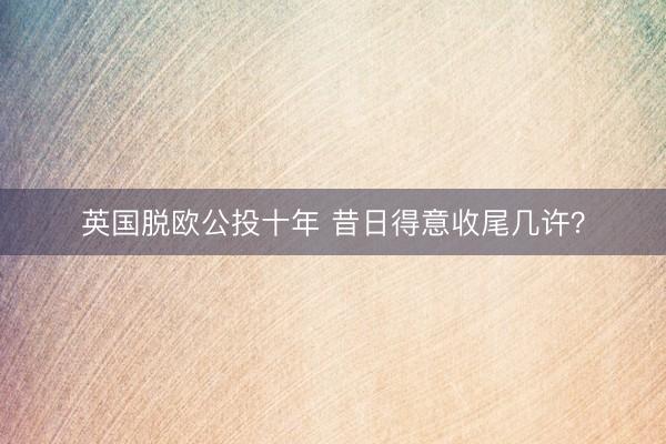 英国脱欧公投十年 昔日得意收尾几许？